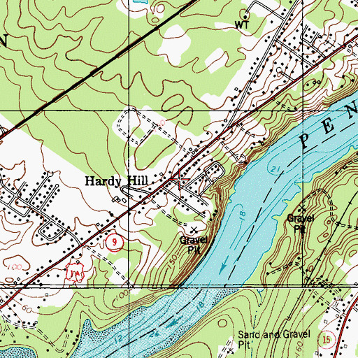 Topographic Map of Hardy Hill, ME