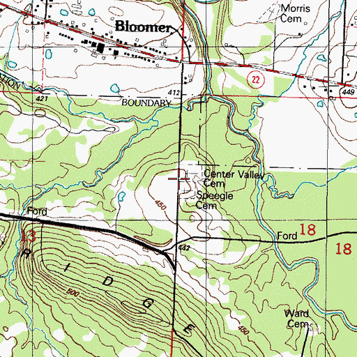Topographic Map of Speegle Cemetery, AR