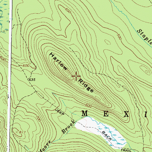 Topographic Map of Harlow Ridge, ME