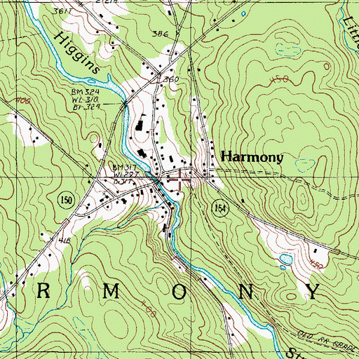 Topographic Map of Harmony, ME