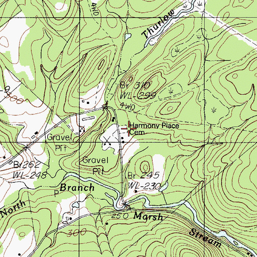 Topographic Map of Harmony Place Cemetery, ME