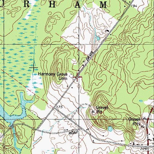 Topographic Map of Harmony Grove Cemetery, ME