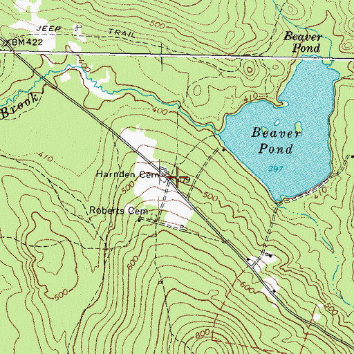 Topographic Map of Harnden Cemetery, ME