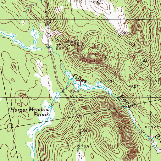 Topographic Map of Harper Meadow Brook, ME