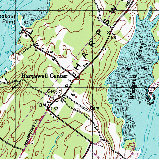 Topographic Map of Harpswell Center, ME