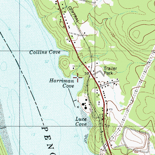 Topographic Map of Harriman Cove, ME
