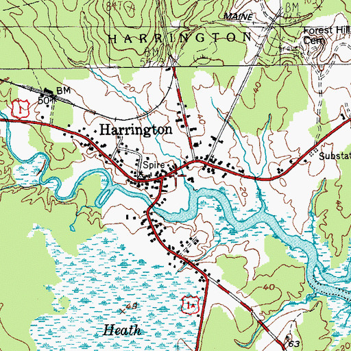 Topographic Map of Harrington, ME