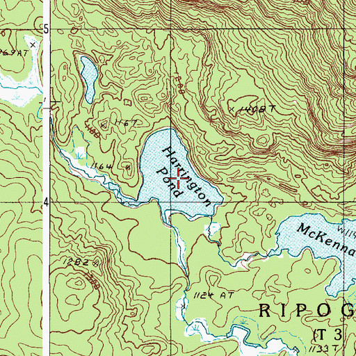 Topographic Map of Harrington Pond, ME