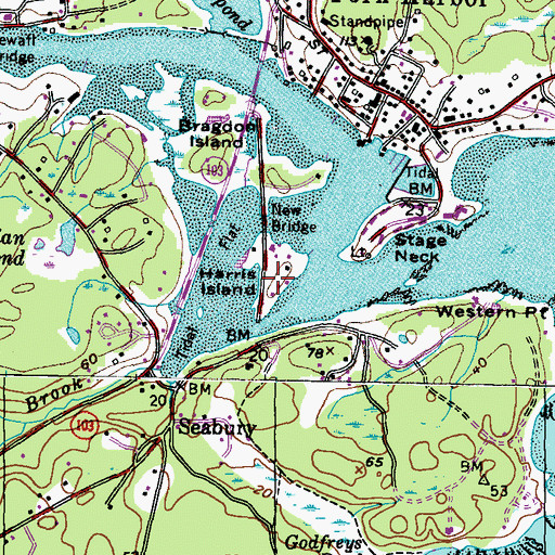 Topographic Map of Harris Island, ME