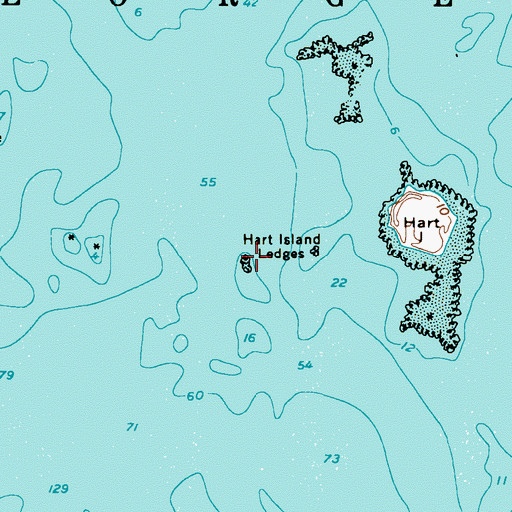 Topographic Map of Hart Island Ledges, ME