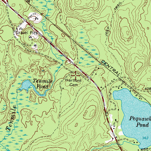 Topographic Map of Hartford Cemetery, ME