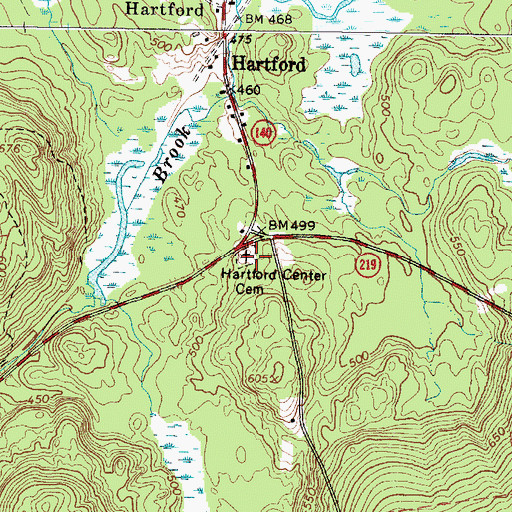 Topographic Map of Hartford Center Cemetery, ME