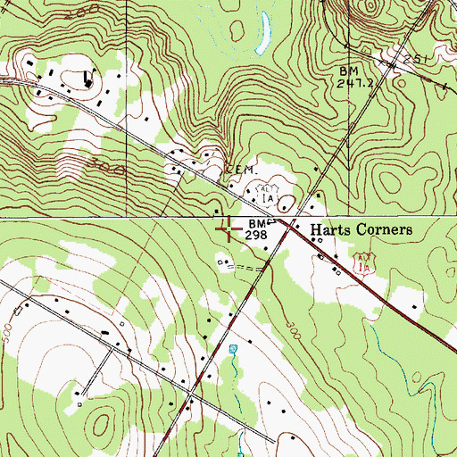 Topographic Map of Harts Corners, ME