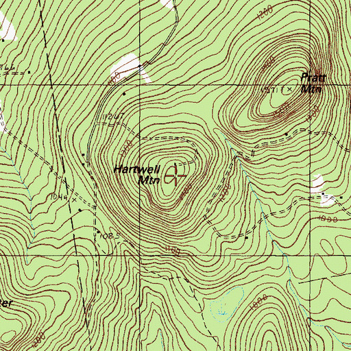 Topographic Map of Hartwell Mountain, ME