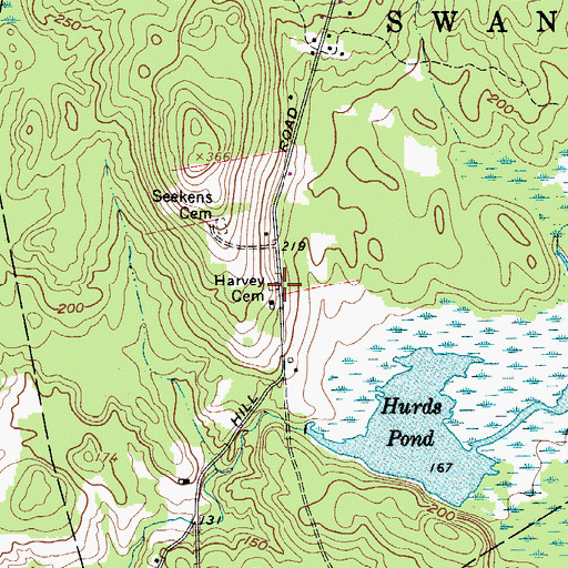 Topographic Map of Harvey Cemetery, ME