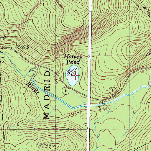 Topographic Map of Harvey Pond, ME