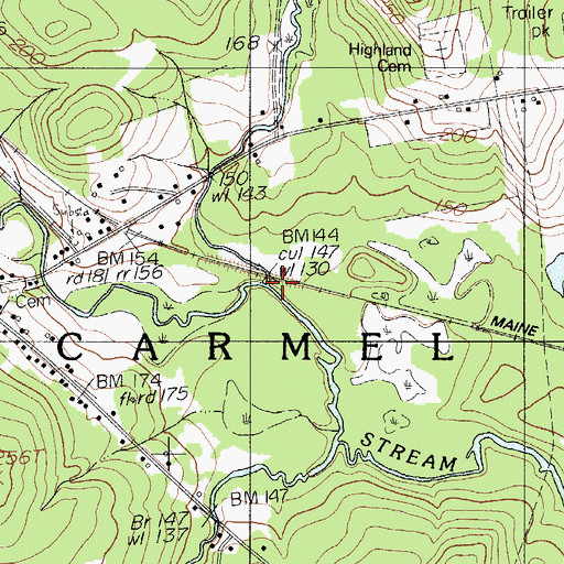 Topographic Map of Harvey Stream, ME