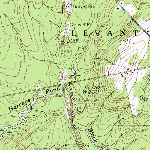 Topographic Map of Harveys Pond, ME