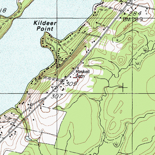 Topographic Map of Haskell Cemetery, ME