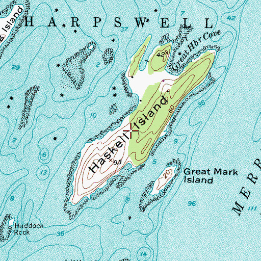 Topographic Map of Haskell Island, ME