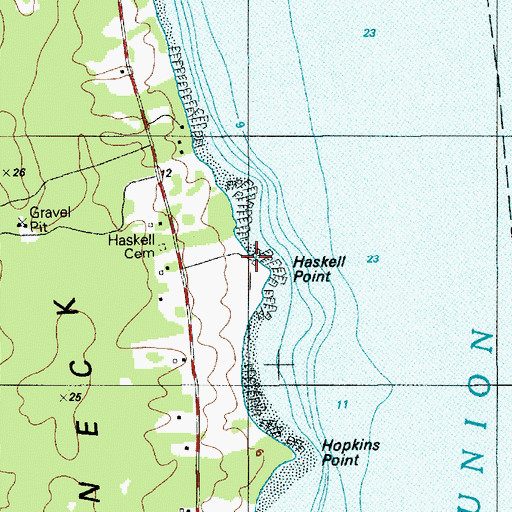 Topographic Map of Haskell Point, ME
