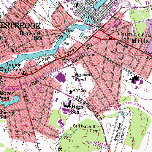 Topographic Map of Haskell Pond, ME