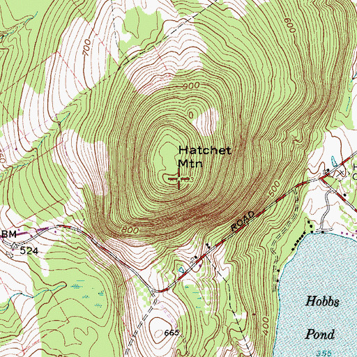 Topographic Map of Hatchet Mountain, ME