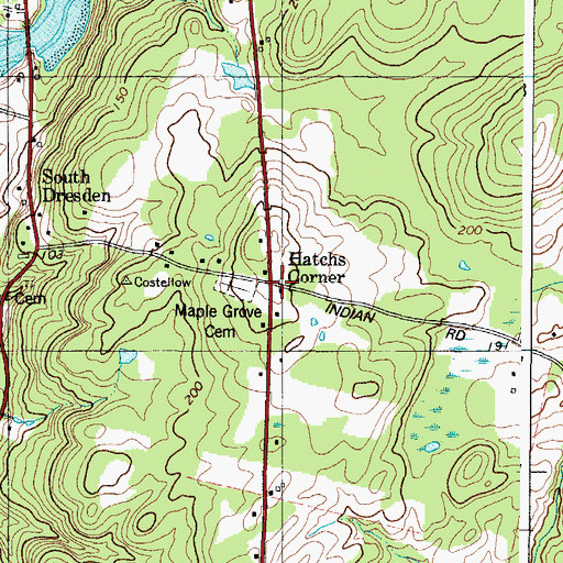 Topographic Map of Hatchs Corner, ME