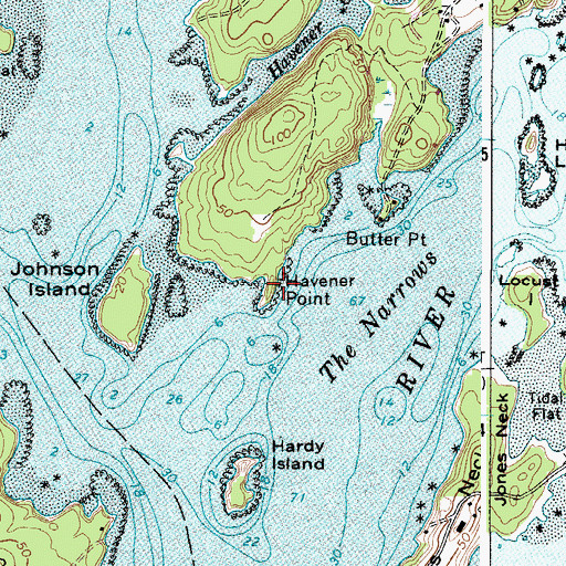 Topographic Map of Havener Point, ME