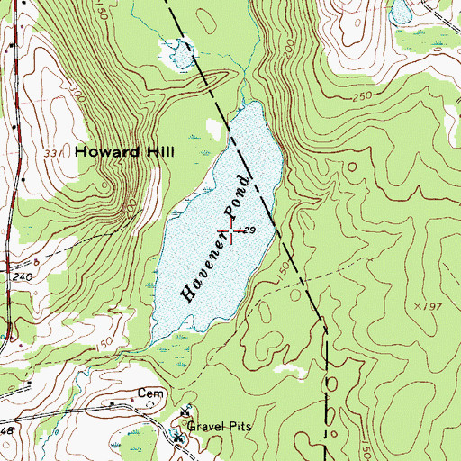 Topographic Map of Havener Pond, ME