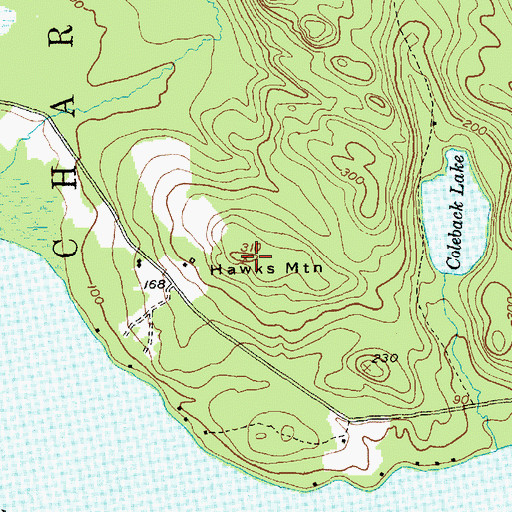 Topographic Map of Hawks Mountain, ME