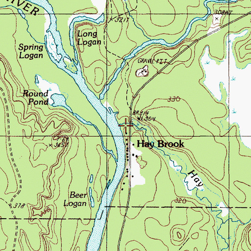 Topographic Map of Hay Brook, ME