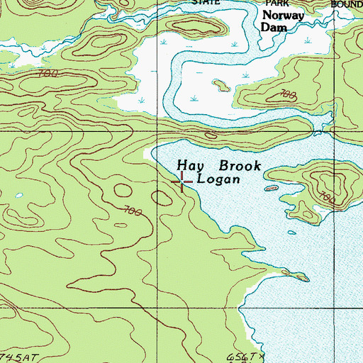 Topographic Map of Hay Brook Logan, ME
