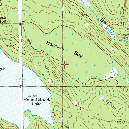 Topographic Map of Haycock Bog, ME
