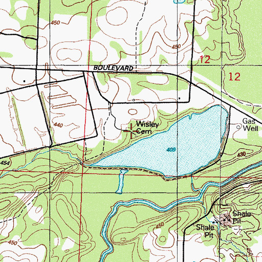 Topographic Map of Wisely Cemetery, AR