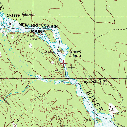 Topographic Map of Haycock Rips, ME