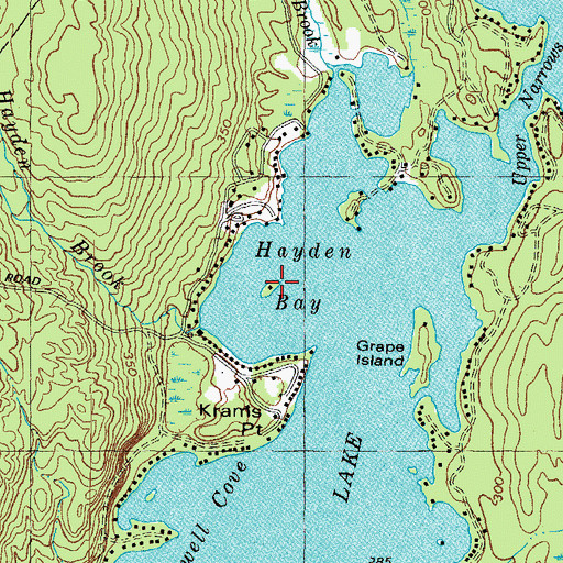 Topographic Map of Hayden Bay, ME