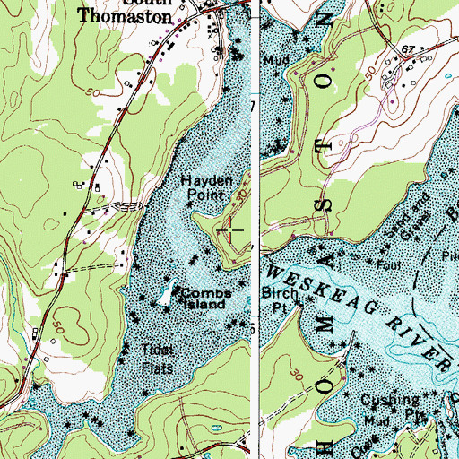 Topographic Map of Hayden Point, ME
