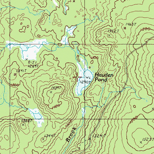 Topographic Map of Hayden Pond, ME