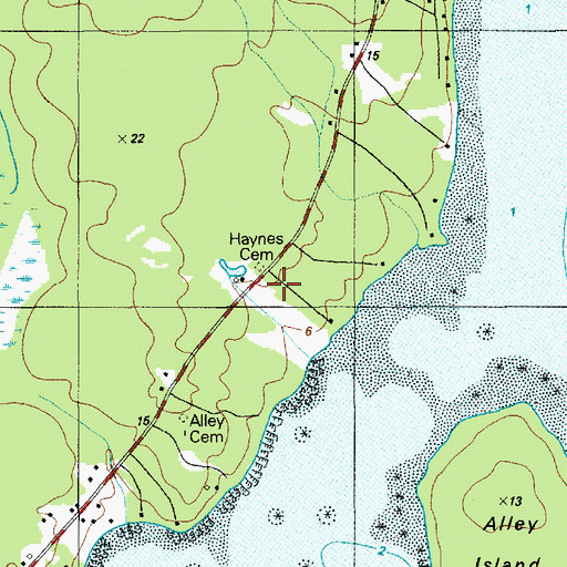 Topographic Map of Haynes Cemetery, ME