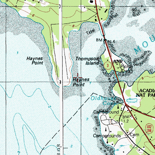 Topographic Map of Haynes Point, ME