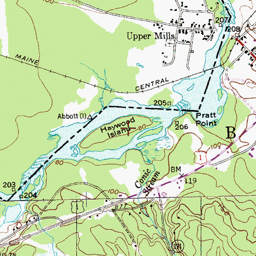 Topographic Map of Haywood Island, ME