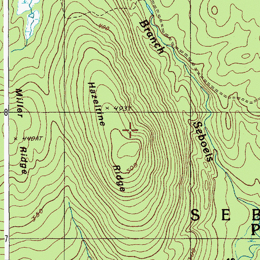 Topographic Map of Hazeltine Ridge, ME