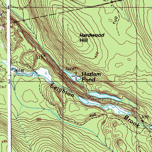 Topographic Map of Hazlam Pond, ME