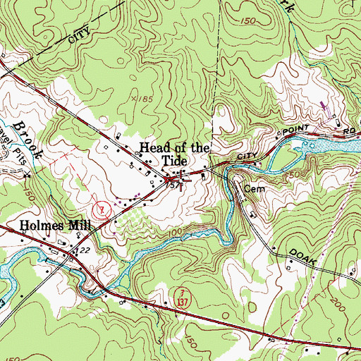 Topographic Map of Head of the Tide, ME