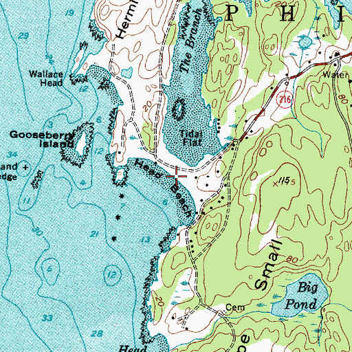 Topographic Map of Head Beach, ME