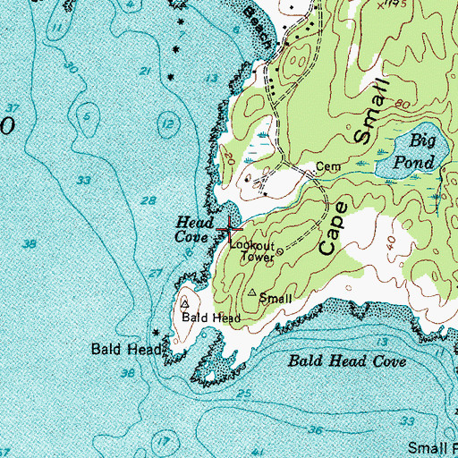 Topographic Map of Head Cove, ME
