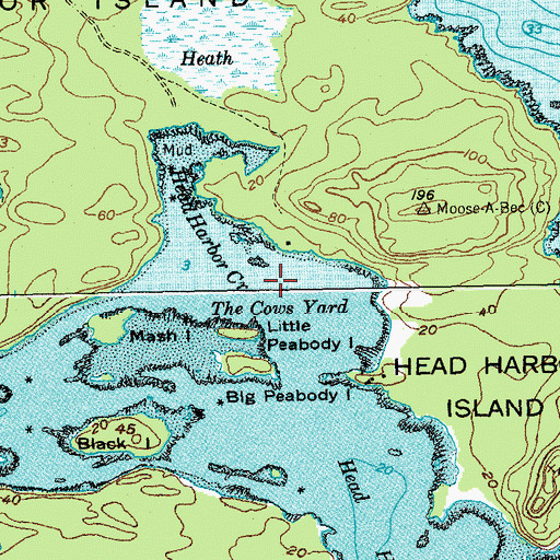 Topographic Map of Head Harbor Creek, ME
