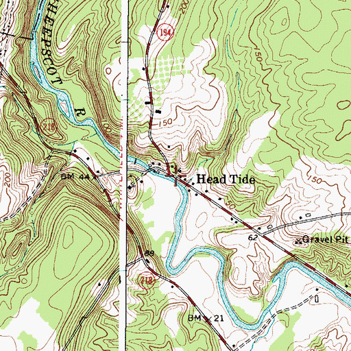 Topographic Map of Head Tide, ME