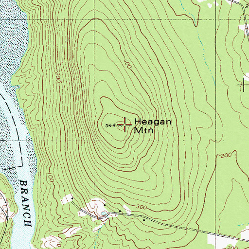 Topographic Map of Heagan Mountain, ME